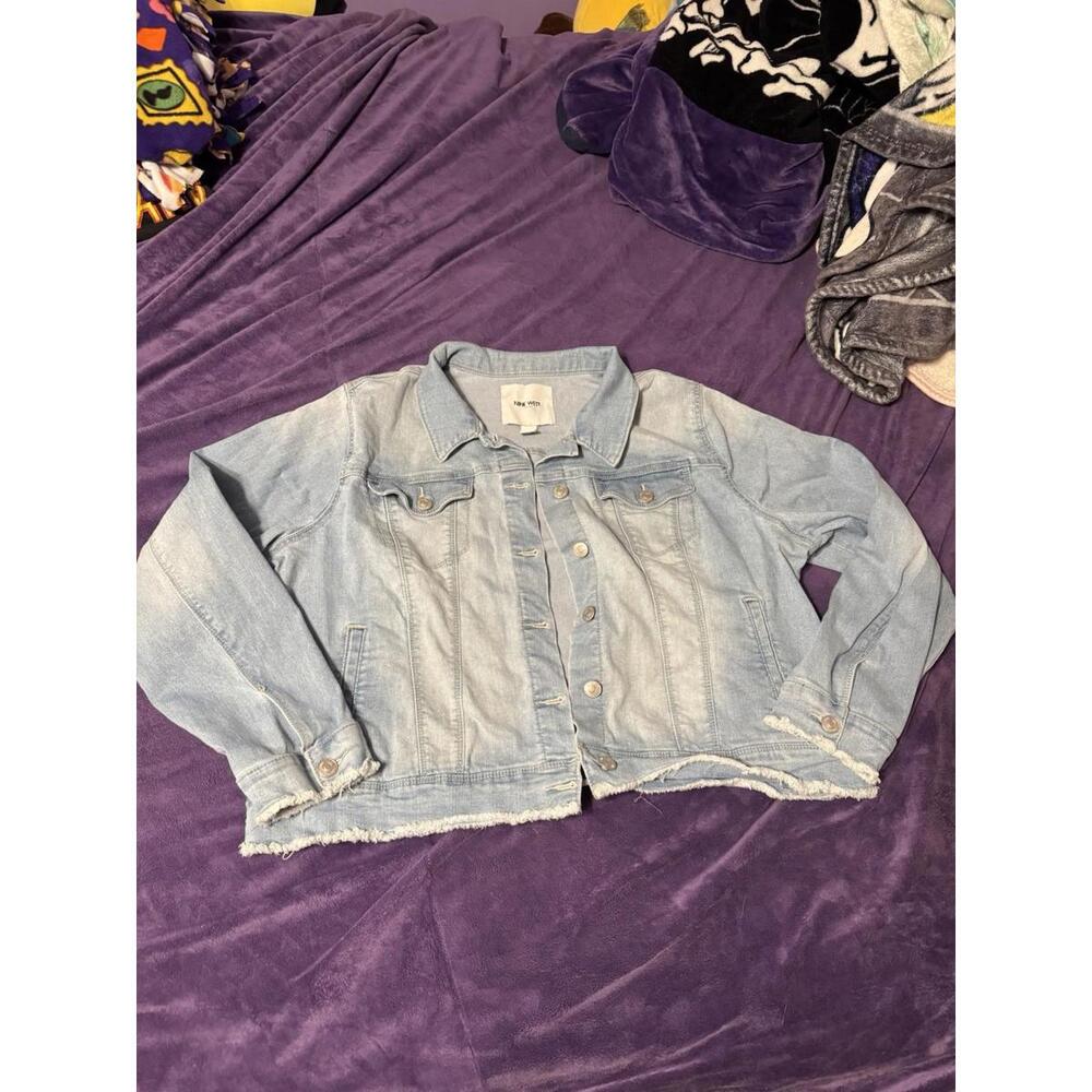 Nine West Light Wash Fringe Sarah Jacket Size XXL